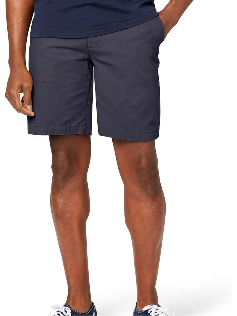 Dockers Navy Flat Front Chino Shorts 8" Inseam Perfect Fit